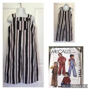 NWOT Size 2 Custom Sewn stripe jumper/Overalls from 1981 vintage pattern
